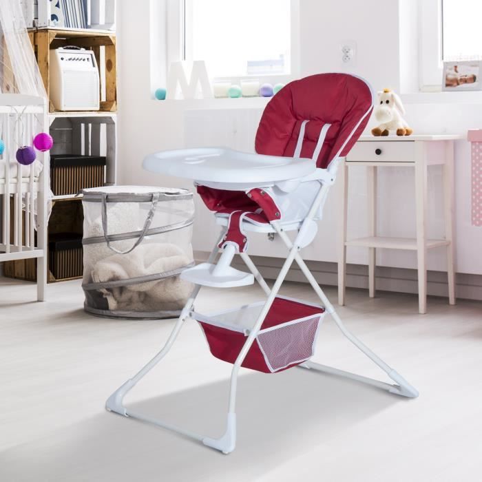Chaise Haute Bebe Pliable Grand Confort Harnais De Securite 5 Points Repose Pied Panier Rangement Rouge Blanc Neuf 04 Cdiscount Puericulture Eveil Bebe