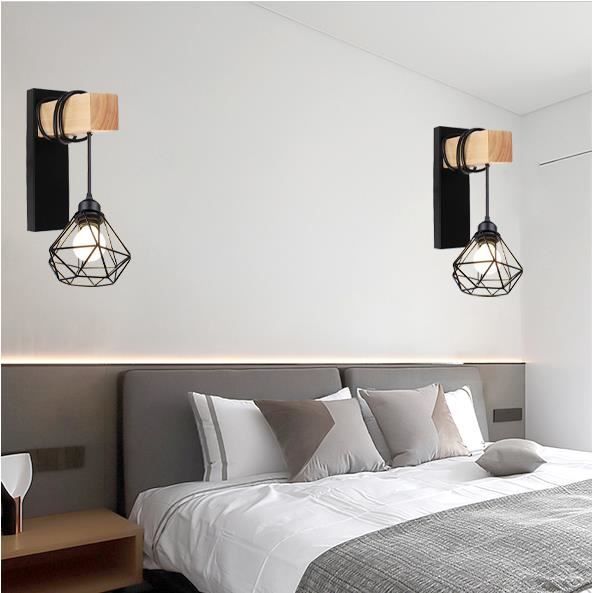 IDEGU – Lot De 2 Appliques Murales Industrielles E27 Style Cage Rétro, Réglables, Pour Salon Ou Cuisine