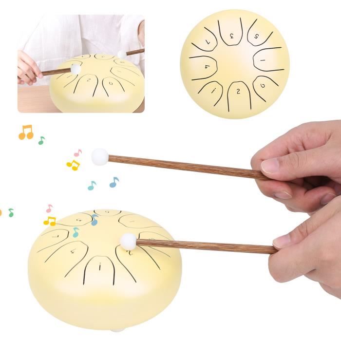 KeyoGoS Mini Tambour à Langue En Acier 7,6 Cm - Kit 6 Notes Pour Méditation Et Guérison Sonore (Vert)