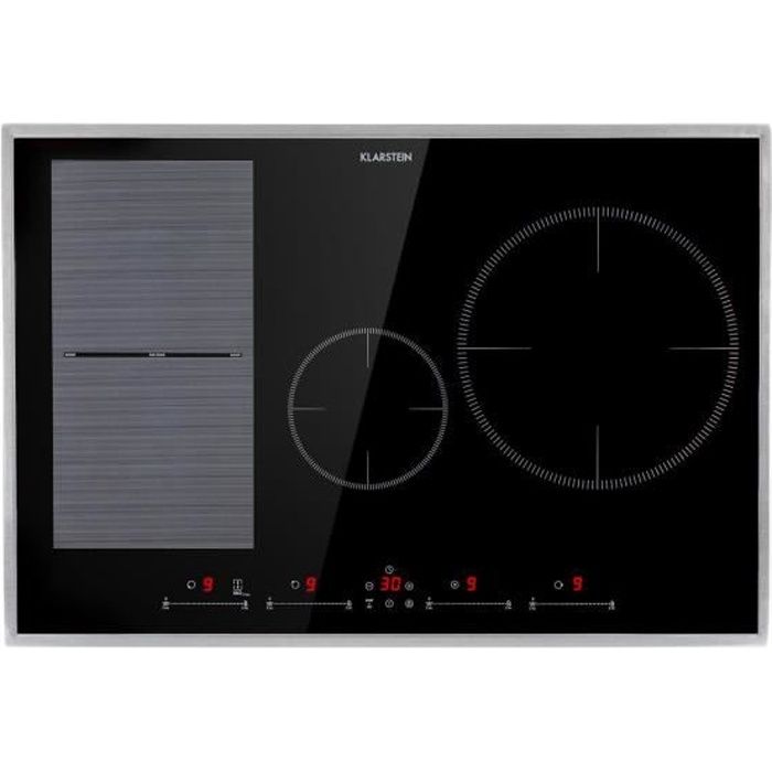 Plaque induction 4 feux encastrable - Klarstein - 77 cm - 7000 W - plaque de cuisson électrique - plaque vitrocéramique - noir