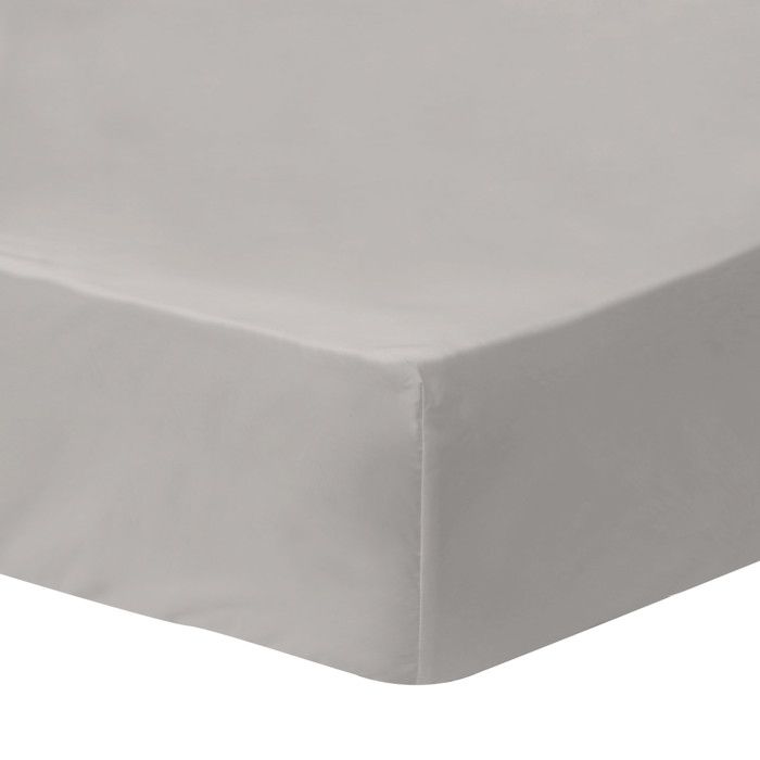 Drap housse uni 100% Coton - MATT & ROSE - COTON LAVÉ - Coloris Lin - 160x200 cm - Bonnet 30 cm
