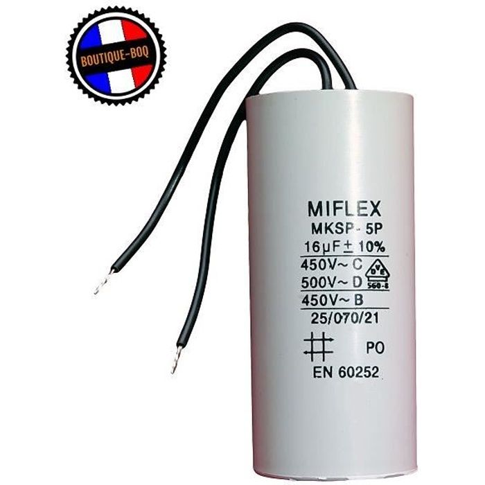 Condensateur 1µF 450V Pour Moteur électrique – Démarrage Ventilateur, Pompe – Neuf