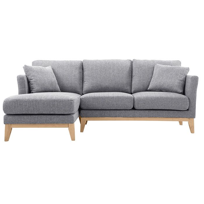MILIBOO Canap&eacute; d'angle gauche scandinave en tissu gris clair d&eacute;houssable OSLO