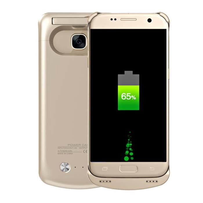 Idealforce Samsung Galaxy S7 Coque à Batterie Chargeur,4200mAh Rechargeable Couvercle De La Batterie Externe，Coques dalimentation pour Samsung Galaxy S7 Blanc 