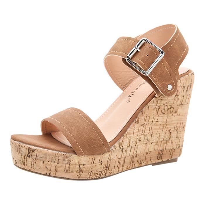 Chaussures Femme—Sandales Femmes Plates Printemps-éTé，Pas Cher Bout Ouvert avec Sangle De Boucle Musulman Sandale De Plage Spartiates,Respirant Chaussures De RandonnéE Noir Bleu Blanc Gris Vert 