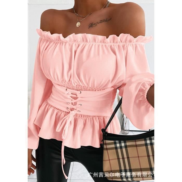 Ensemble Femme 2 Pièces Décontracté - Chemise Ample Et Pantalon Jogging - Couleur Unie - Taille XL