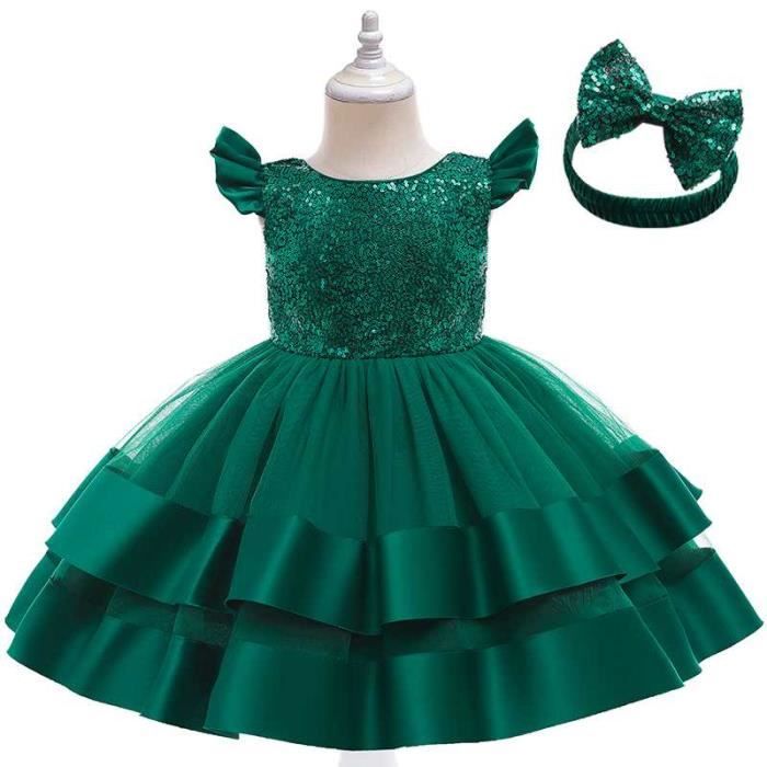 Robe de demoiselle d'honneur formelle avec nœud paillettes et plumes robe de princesse en tulle trapèze pour mariage
