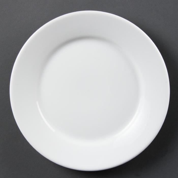 Assiettes à bord large blanches Olympia 230(à)mm - Lot de 12