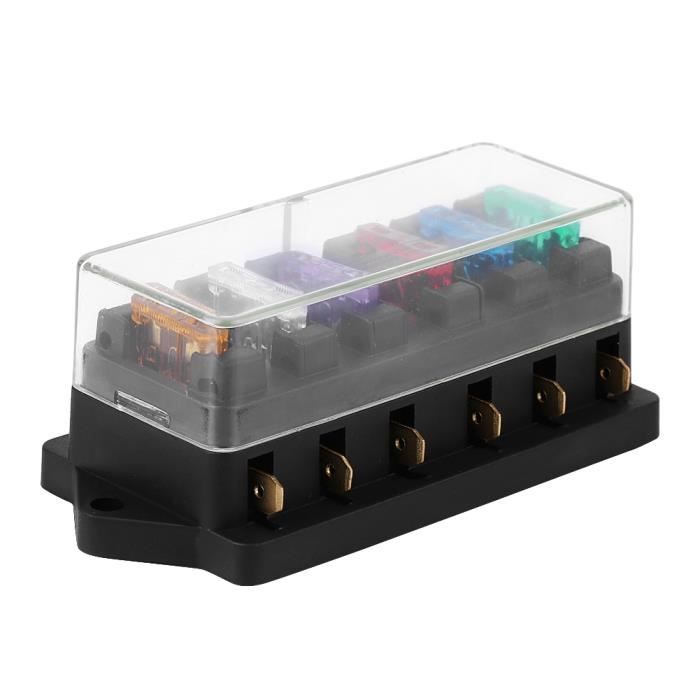 Boîte à Fusibles 6 Voies 12V/24V Avec LED - Porte Fusible Lame Auto Bateau, Indicateur Panne, Kit 5-30A