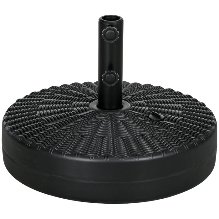 Outsunny Ronde parasolvoet voor parasol, verzwaringsbasis, zand en water, voor parasols, 38/48 mm, HDPE-staal, afmetingen: 51 x 51 x 30,5 cm, zwart