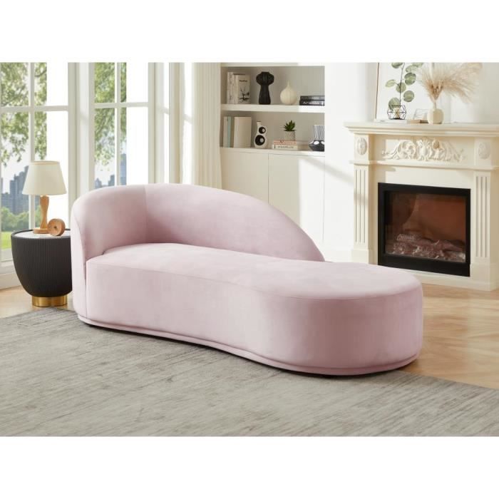 Méridienne Rose Velours Vintage Confort