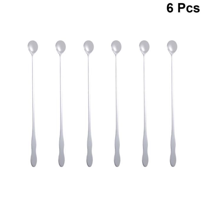 6pcs Stainless Steel Stirring Spoons Long Gourdshaped Handle Spoon Ice