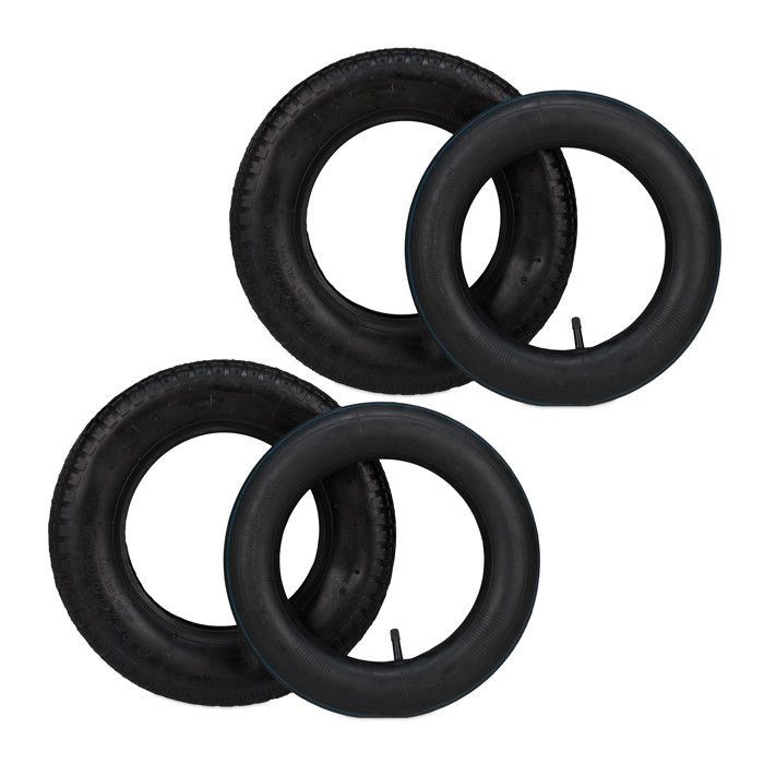 2 Roues De Brouette 4.80/4.00-8 Avec Air – Jante Acier, Axe Inclus, Capacité 120 Kg | Pour Diable, Brouette De Jardin, Pneu à Gonfler, Roulement à Billes