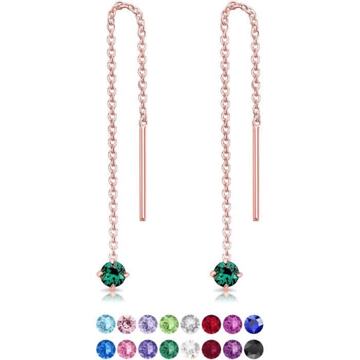 Boucles D'oreilles Pendantes Cœur émaillé - Argent 925 Plaqué Or 18K, Longueur 5,5 Cm - Plusieurs Couleurs Disponibles - 10