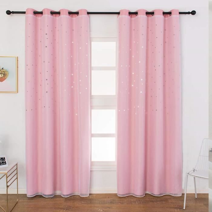 Rideaux Etoile Pour Enfants Oeillets Bloquant La Lumiere Rose Bebe Fenetre Etoile Rideau Pour Chambre De Fille Super Achat Vente Rideau Cdiscount