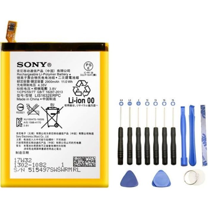 Batterie LIS1632ERPC pour Sony Xperia XZ + Kit outils 13 pièces