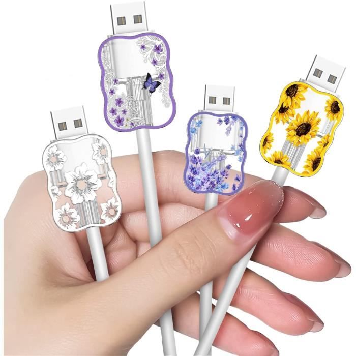 6 Protecteurs De Câble Animaux Mignons - En PVC Souple, évitent La Casse Des Câbles De Charge USB, Téléphone, Tablette