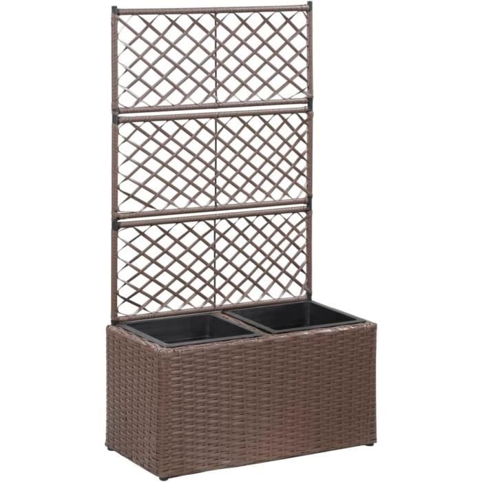 VidaXL Jardinière Avec Treillis Bois Sapin Massif Marron - Bac à Fleurs Surélevé 90x35x180cm
