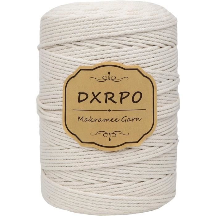OurTop Corde Macramé 2mm X 500m, Fil Macramé Macrame Corde Pour Bricolage, Artisanat, Tapisserie, Décoration Boho(Café