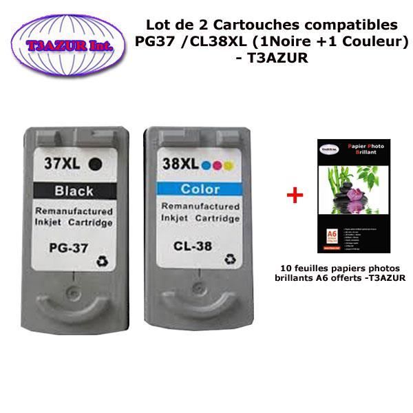 2 x Cartouches Compatibles Canon PG37, CL38, PG-37, CL-38, PG 37