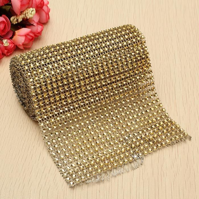 3 Rouleaux Ruban Strass Cristal Or - Adhésif DIY Pour Vêtements, Chaussures Et Gâteaux
