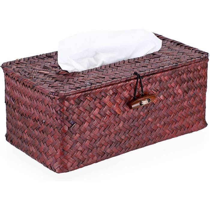 Boite à Mouchoirs En Rotin Blanc - TDI1560 | Aubry Gaspard