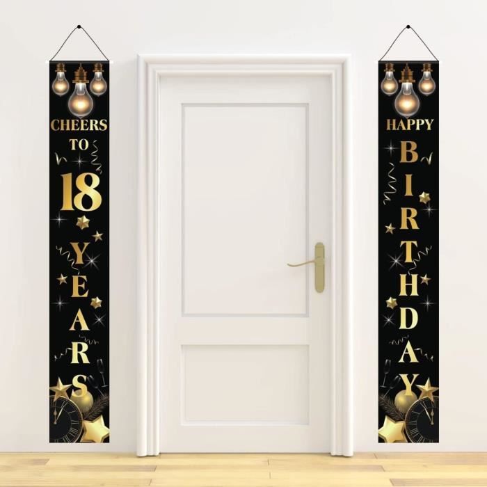 Décoration Anniversaire 18 Ans - Bannière 'Joyeux 18e' Or & Rose 90x180 Cm - Pour Fête Adulte Filles