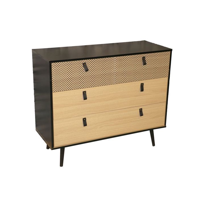 Urban Living - Commode contemporaine effet bois Chelsea - L. 98 x H. 82 cm - Noir Urban Living - Commode contemporaine effet bois Chelsea - L. 98 x H. 82 cm - Noir