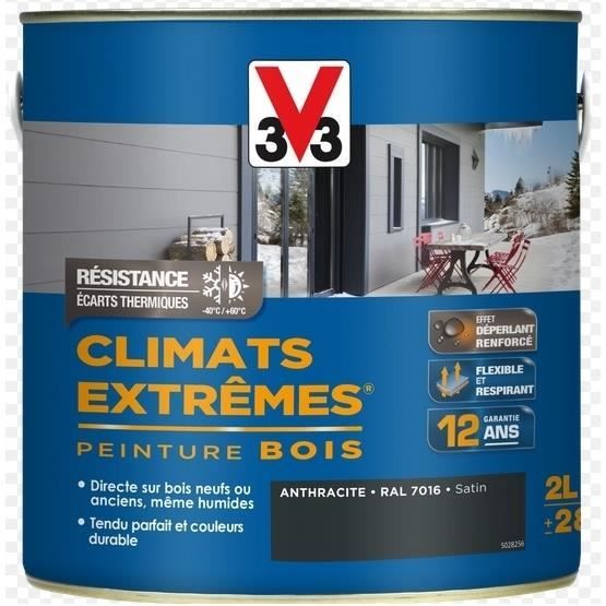 Peinture bois satin climat extrême 0,5L (blanc) - V33