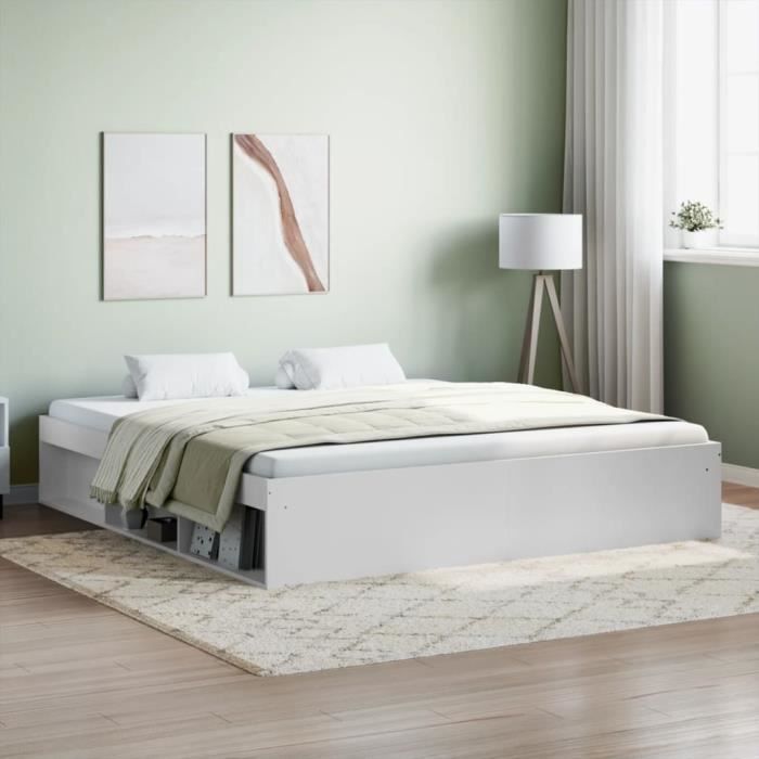 vidaXL Cadre de lit blanc 180x200 cm super king 3203880
