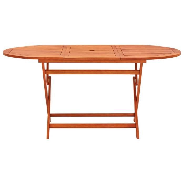 Table pliable de jardin - VIDAXL - 160x85x75 cm - Bois d'eucalyptus massif - Orange - Naturel - Rectangulaire