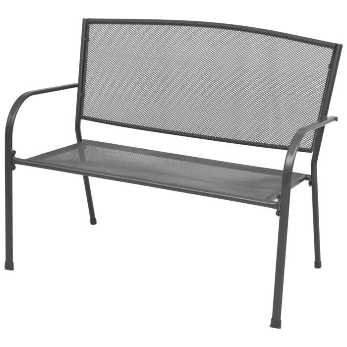 vidaXL Banc de Jardin Accoudoirs Maille dAcier Banquette Meuble de Jardin 42732