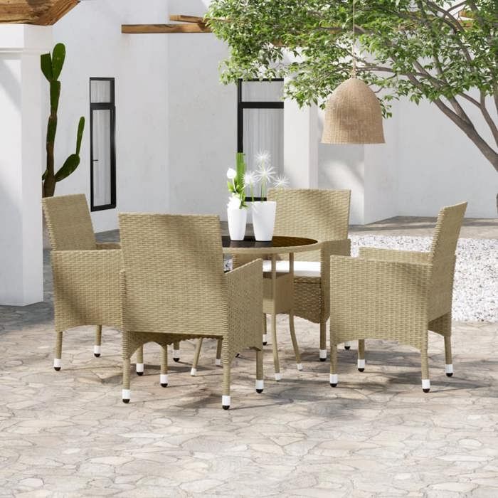vidaXL Ensemble de Salle à Manger de Jardin 5 pcs Mobilier à Dîner de Terrasse Table et Chaises de Repas de Patio Salon de 3058490