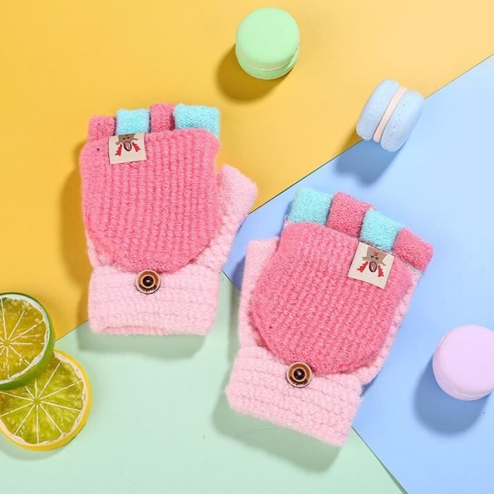 Bonnet Et Gants D'hiver Enfants 1-3 Ans - Motif Dinosaure - Taille Unique Gris