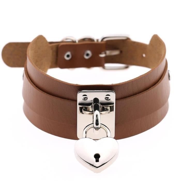 Collier gothique en cuir avec étoiles et spike pour femmes - Punk