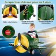 COSTWAY Avion Voiture Électrique Enfant avec Joysticks, Télécommande 2,4 G, Ailes Pliables et Hélice, Dérivable, 3 Ans+, Vert-1