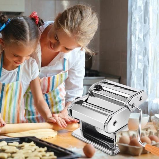 Machine à Pâtes Manuelle Acier Inoxydable - Presse à Nouilles Fraîches Avec 5 Moules (spaghetti, Lasagne...) - Facile à Nettoyer