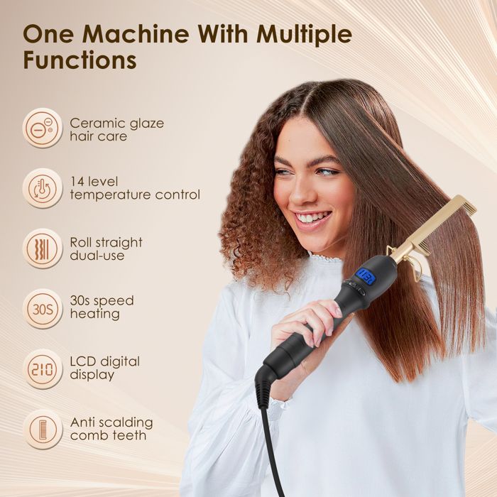Pinceau Chauffant Portable Lisseur À Cheveux Rechargeable Homme Femme