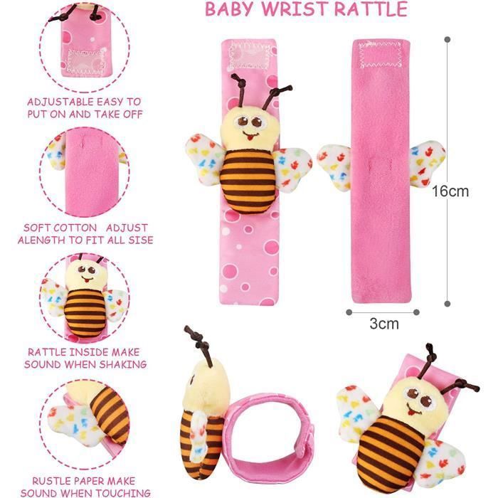 Lot De 4 Chaussettes Hochets Bébé – Animaux, Grelots Intégrés – 0-12 Mois – Développement Sensoriel Et Motricité – Cadeau Naissance