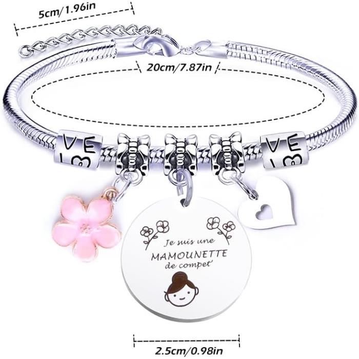 Bracelet Cadeau Maman - Bracelet Gravé Acier Inoxydable "Une Maman Formidable" Avec Perles LOVE, Parfait Pour Fête Des Mères