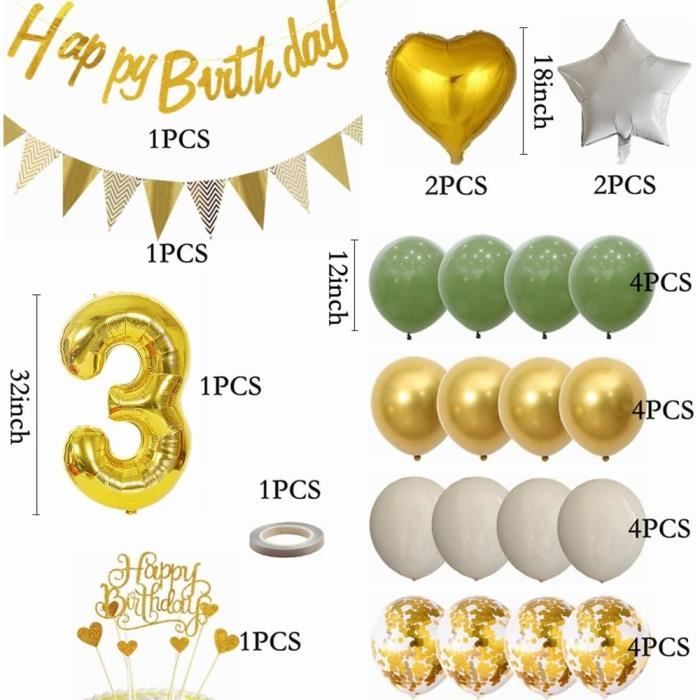 Ballons Chiffre De 5 Ans 101 Cm Vert Ballon Anniversaire Décoration D