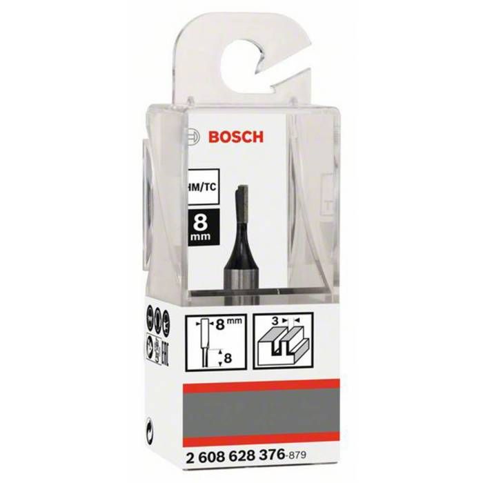 Fraise à Rainurer Bosch 8mm - 3 X 8 X 51 Mm Standard For Wood - Carbure Tungstène Pour Défonceuse