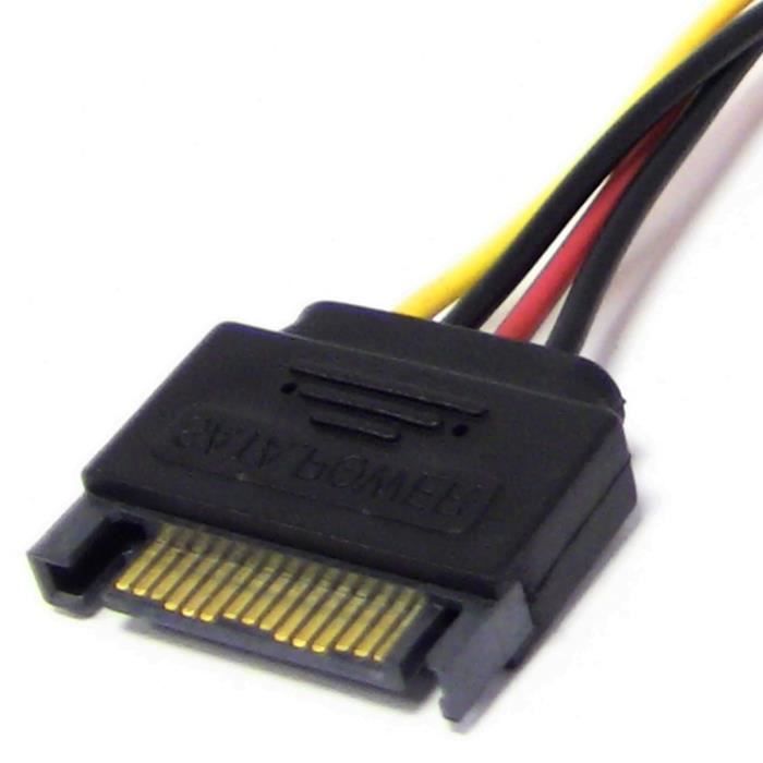 Benfei Lot De 3 Câbles Molex Vers SATA 4 Broches – 25 Cm – Alimentation Disque Dur & Lecteur Optique