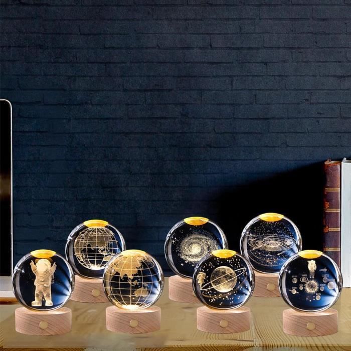 Hengjierun Veilleuse Cristal 3D - Cristal Lumineuse avec Support en Bois   Veilleuse innovante pour Enfants bébé Chambre Maison Salon décor Cadeaux  d'anniversaire : : Luminaires et Éclairage