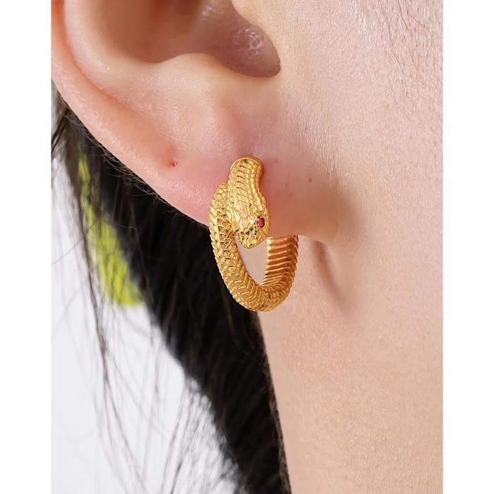 Boucles d'oreilles Créoles serpent vert – Bijouxmode