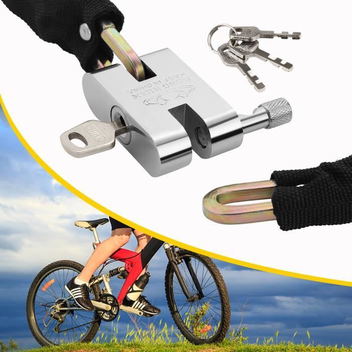 Cadenas Flexible Antivol Pour Vélo, Moto, Trottinette - Câble Acier Renforcé Avec Serrure - 8