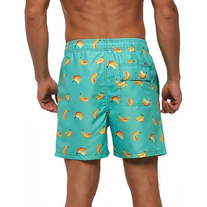 Short de Bain Homme Short de Plage Hawaii Deperlant Short de Surf Maillot de Bain avec Cordon de Serrage et Poches Banane Verte Vert Cdiscount Pret a Porter