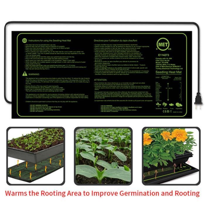 OEMG Tapis chauffant imperméable pour semis 48x20inch Thermostat pour plantes  chauffant pour semis - Cdiscount Jardin