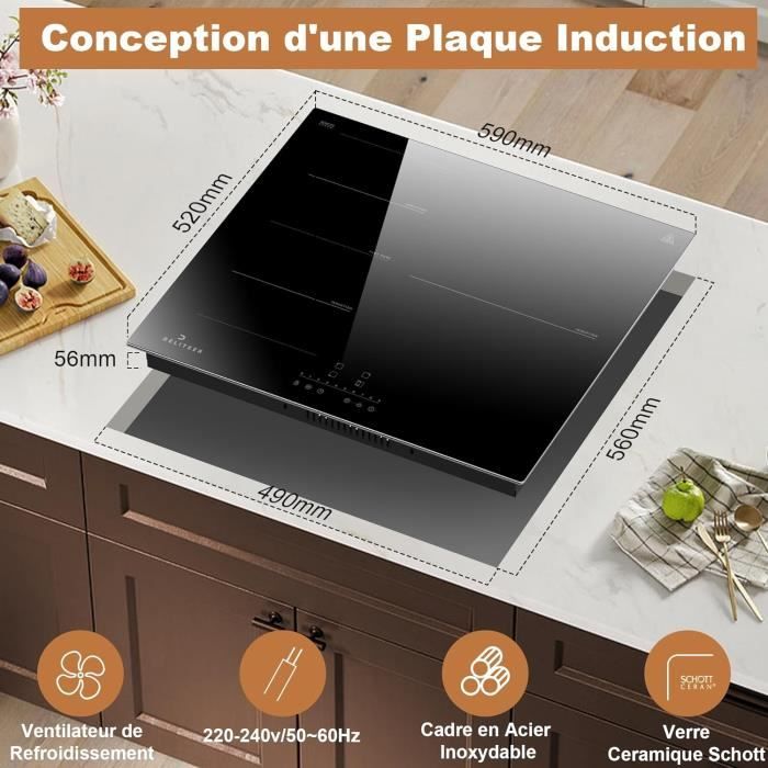 Plaque Induction 3 Feux, Plaque À Induction Avec Cadre, 59Cm, 6800W — free download