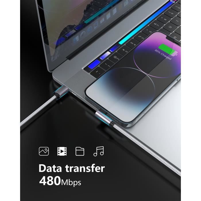 Câble De Charge USB-C Vers Lightning 1m Pour IPhone - Neuf, Marque XD, Blanc, Rapide
